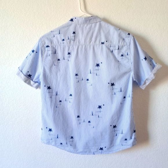 Zara kids Boy Blue White Striped Pattern Button Down Shirt size 11-12 ~ 152cm - Picture 2 of 7